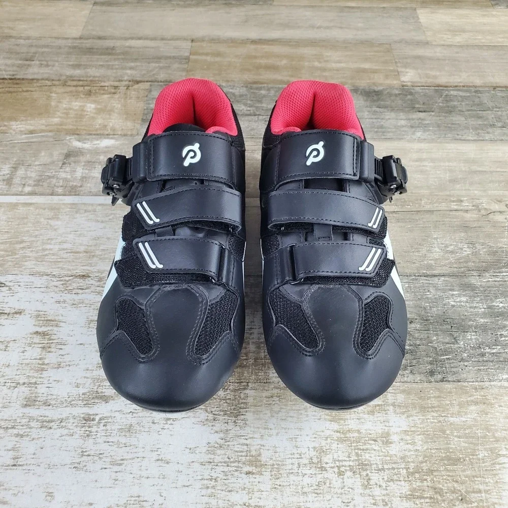 Peloton Womens Cycling Shoes Sz 8 - 8.5 Black Leather Round Toe Sneakers